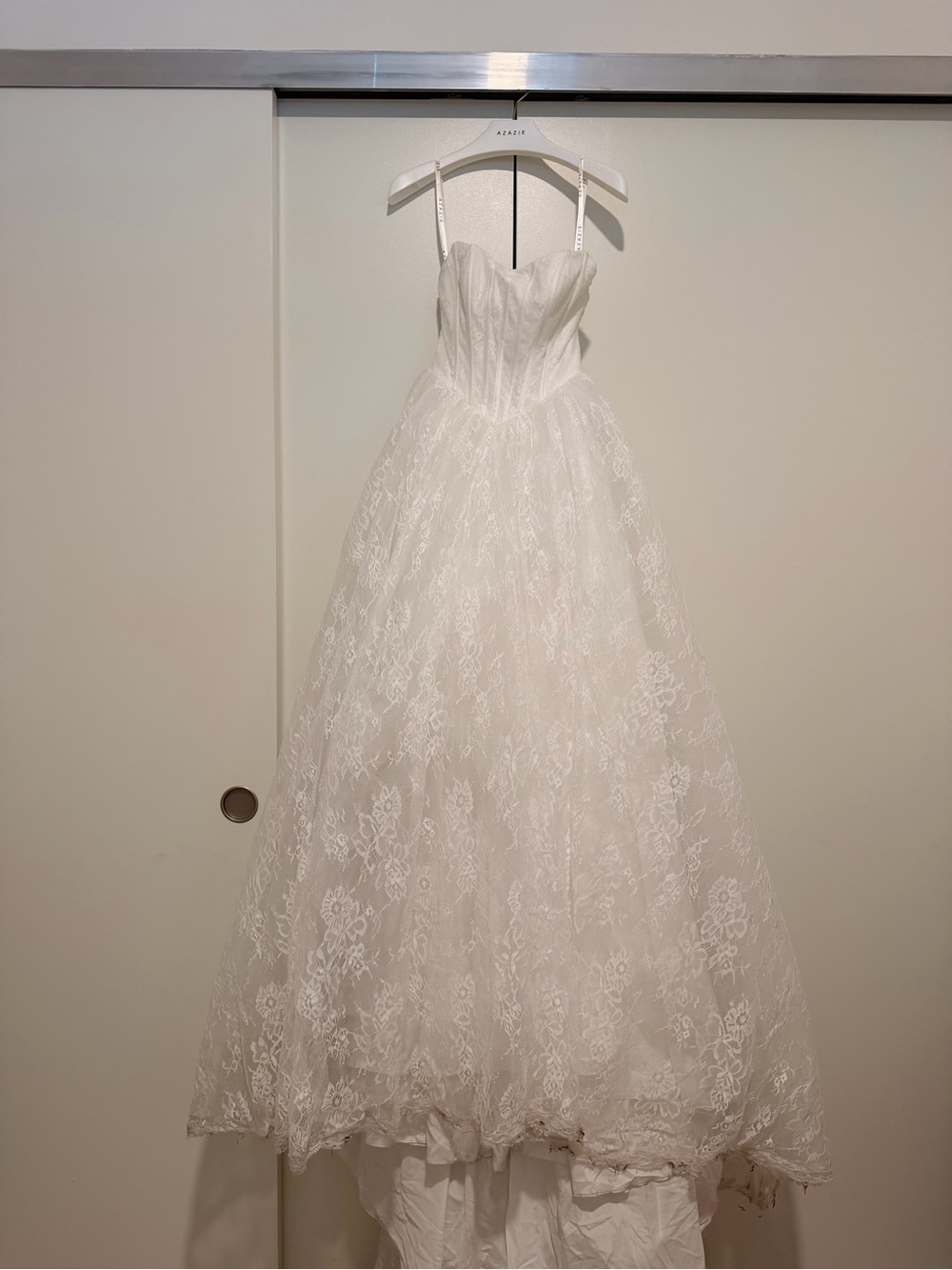 White Lace Ball Gown Dress by Azazie